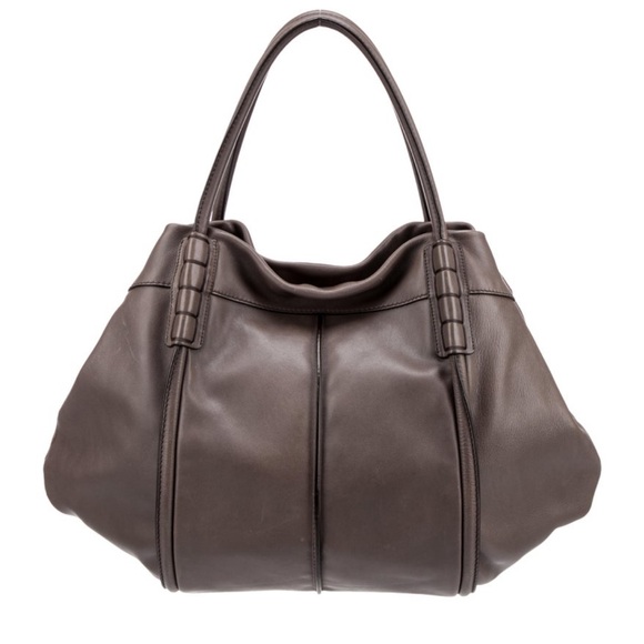 💎Quiet Luxury 💎TOD’s  Leather Hobo Shoulder Tote Bag Taupe (Brown/Gray) - Picture 10 of 11